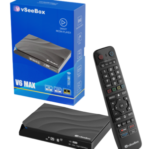 vSeeBox V6 Max streaming box and accessories