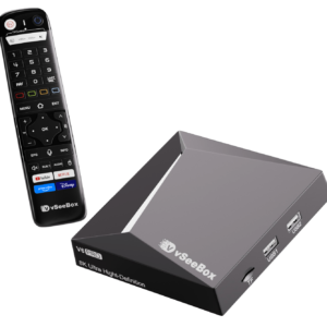 vSeeBox V6 Pro streaming box and accessories
